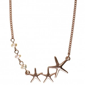 Under The Waves Starfish & Pearl Necklace 42cm Rose Gold