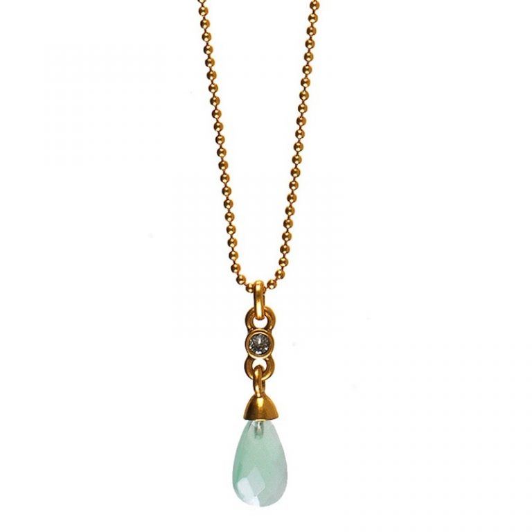 Classic Facet Glass Pendant Necklace Gold/Green