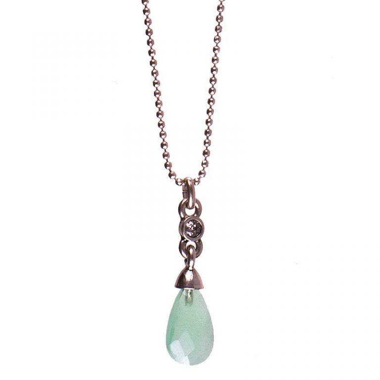 Classic Facet Glass Pendant Necklace Silver/Green