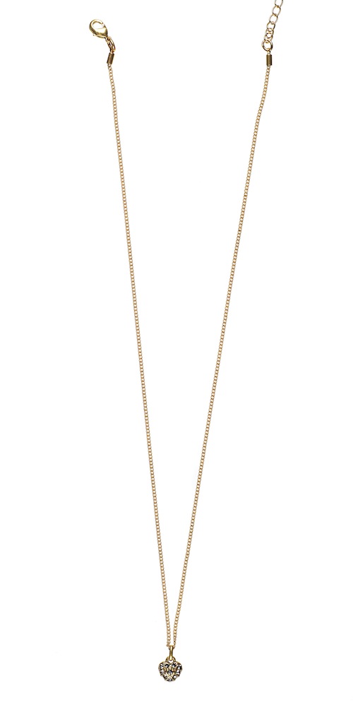 Pave' Heart Necklace Gold - 42cm