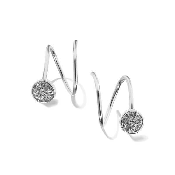 Hultquist Crystal Circle Twist Earrings Silver