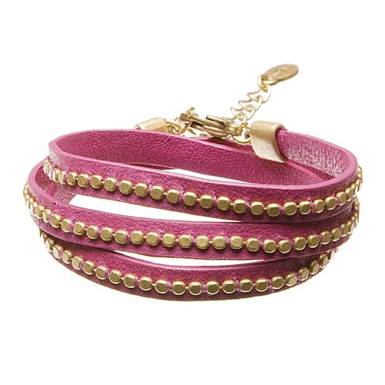 Hultquist Leather Wrap Bracelet Gold Pink 391975GP