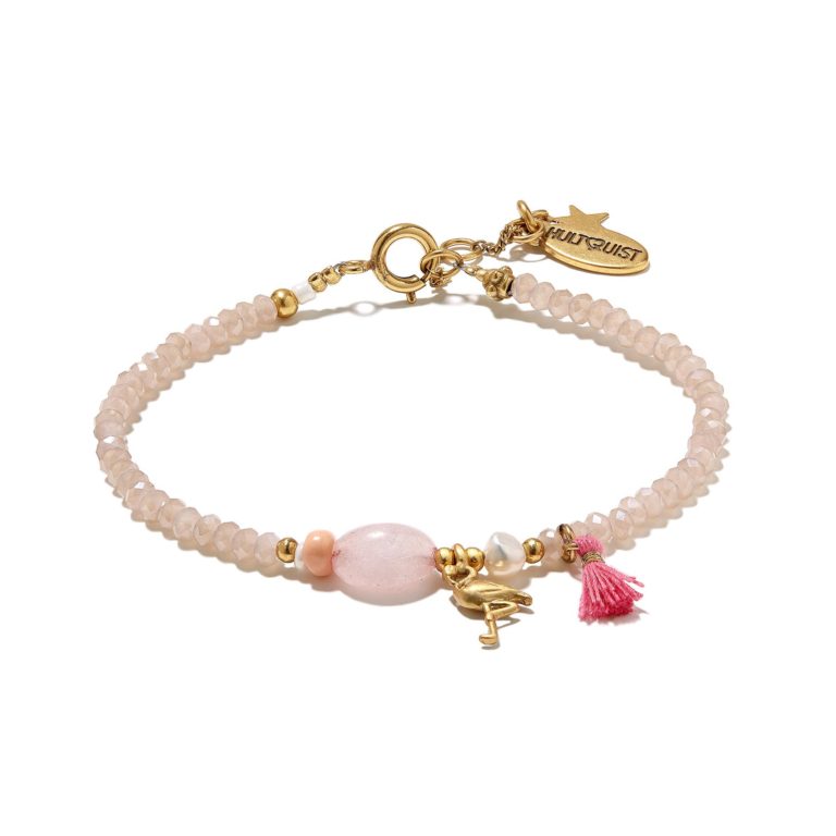 Hultquist Flamingo & Rose Bead Bracelet Gold 1374G-1