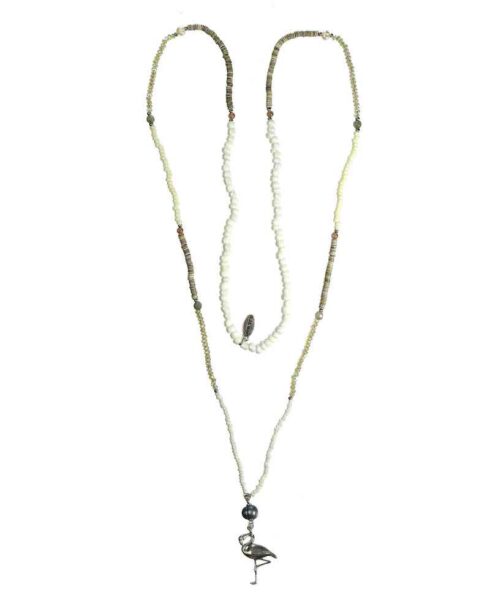 Hultquist Flamingo Shell & Bead Necklace Silver - Image 3