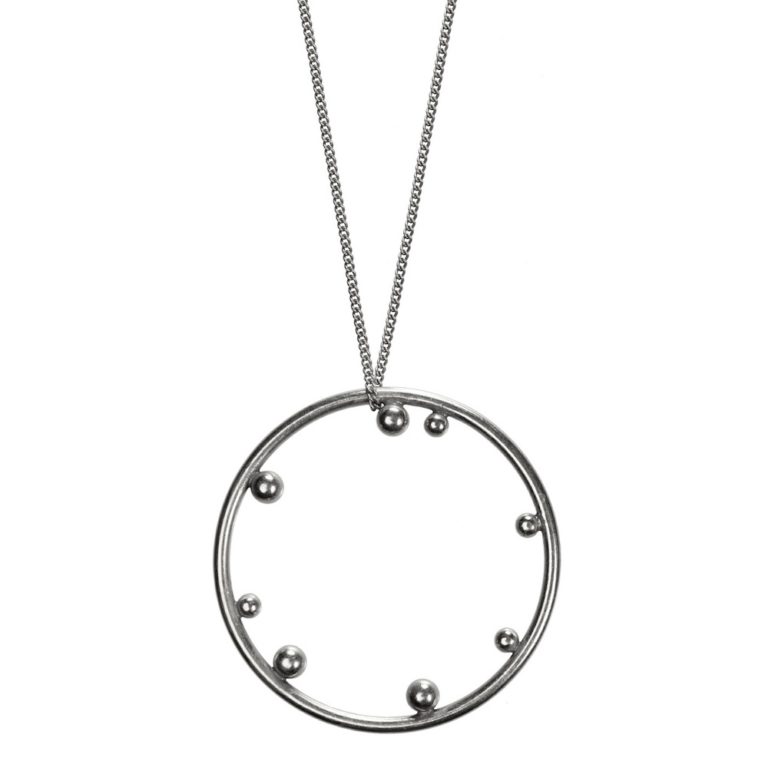 Hultquist Circle Stud Long Necklace Silver 1395S