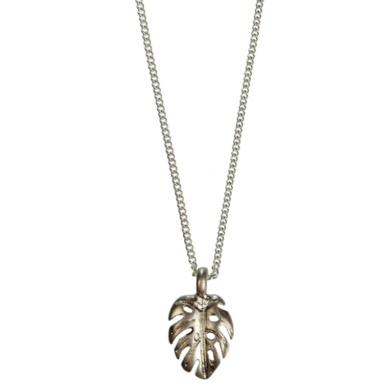 Hultquist Mini Monstera Leaf Necklace Silver Rose Gold 1404SRG
