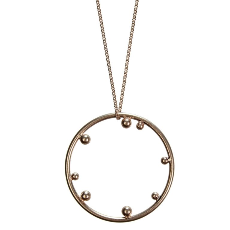 Hultquist Circle Stud Long Necklace Rose Gold 1395RG