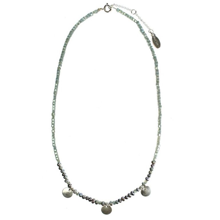 Hultquist Coin & Pearl Necklace Silver 1415S
