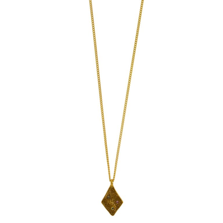 Hultquist Rhombus Necklace Gold with Coloured Stones 1442G