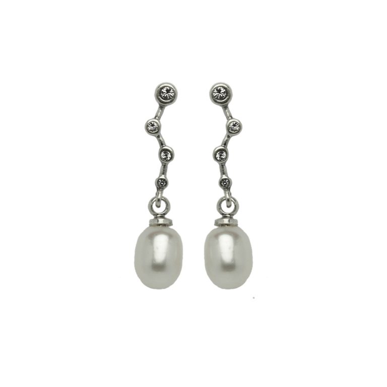 Hultquist Constellation Pearl Drop Earrings Silver 1453S