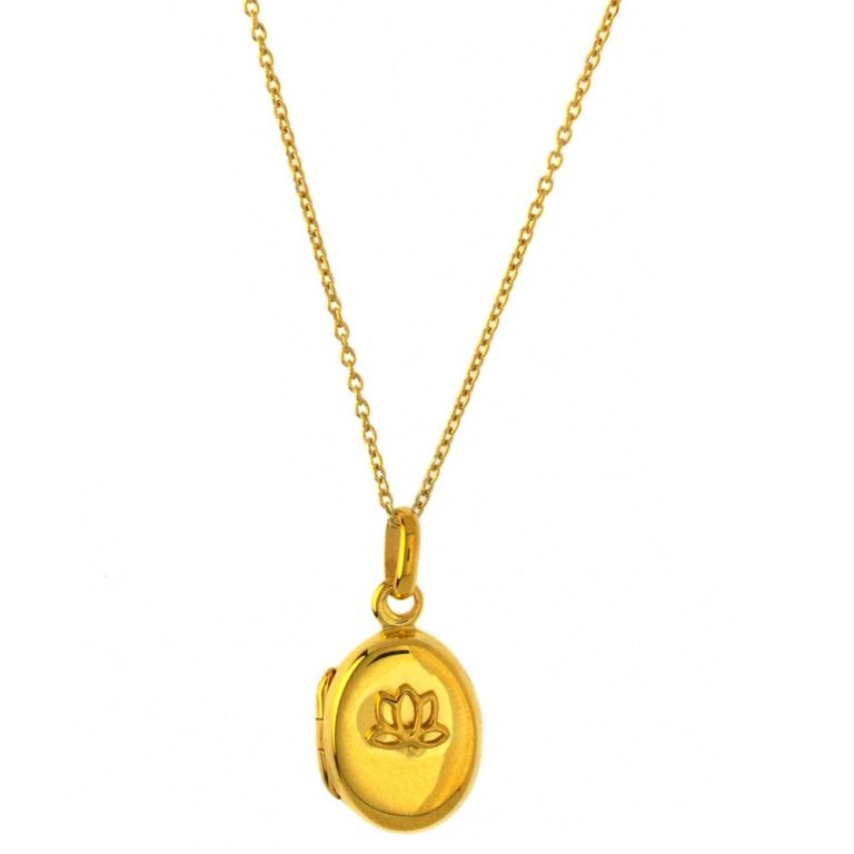 Hultquist Lotus Locket Necklace Gold S03001G