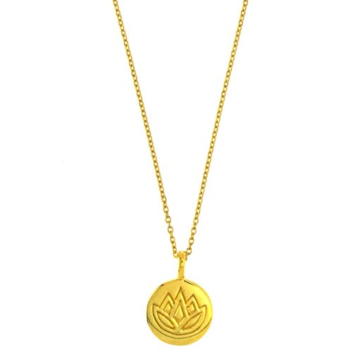 Hultquist Lotus Disc Necklace Gold S03010G