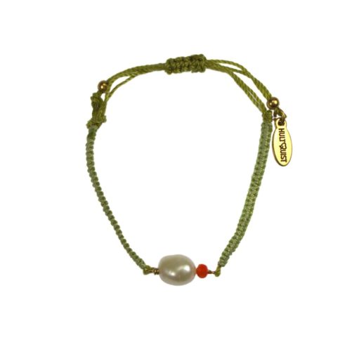 Hultquist Lime Cord Macrame Bracelet Gold 04619G
