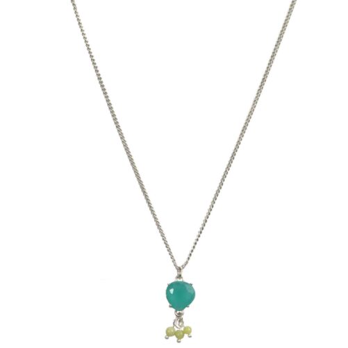 Hultquist Cyan Glass Necklace Silver 04610-S