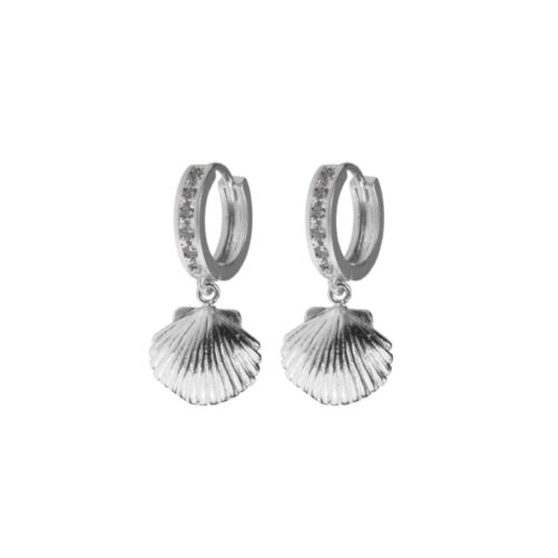 Hultquist Crystal Shell Earrings Silver 61034-S
