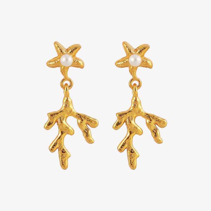Hultquist Mini Coral Branch Earrings Gold S08057G